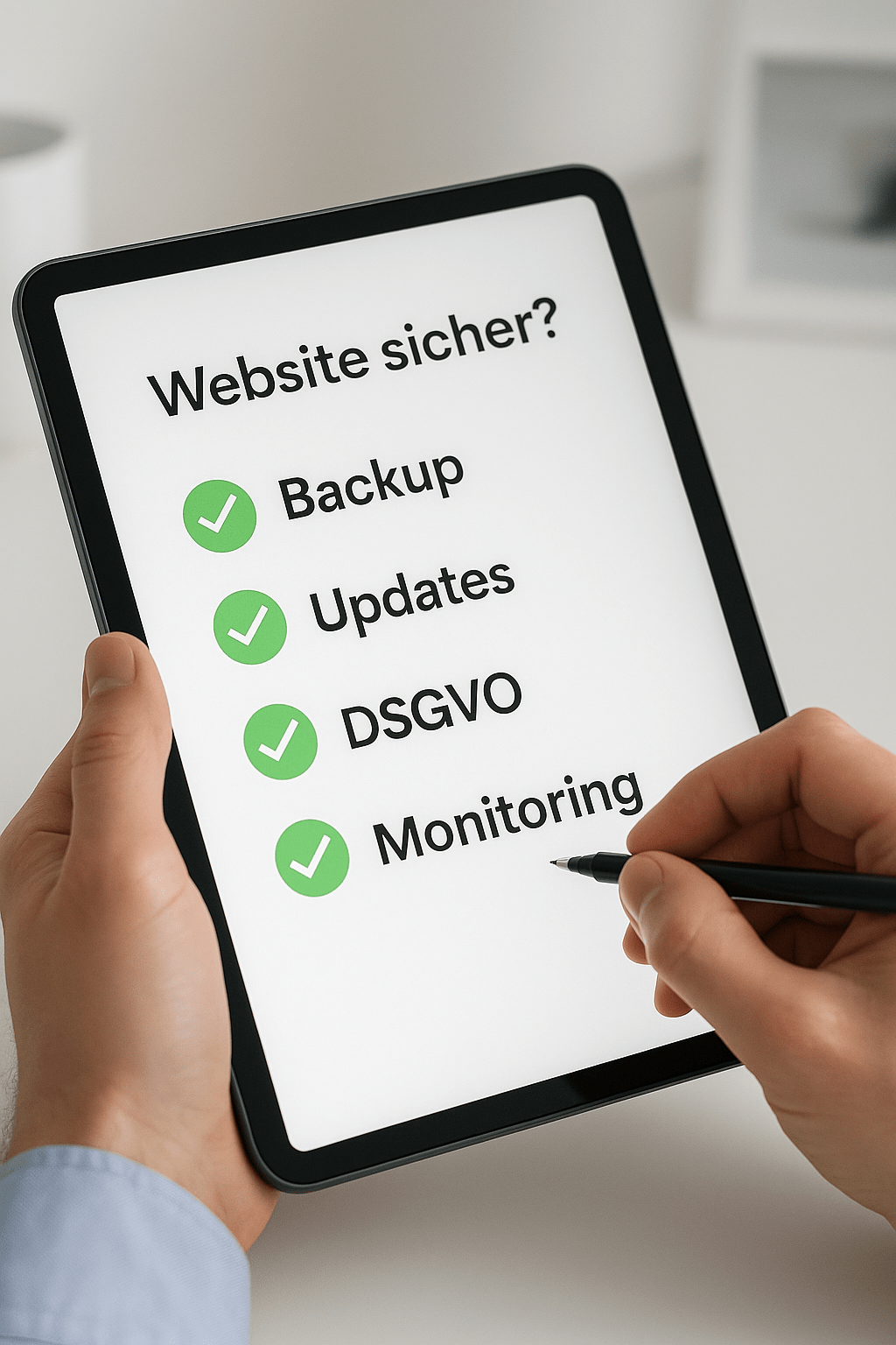 Unternehmer mit verschränkten Armen, selbstbewusst vor seinem Computer
